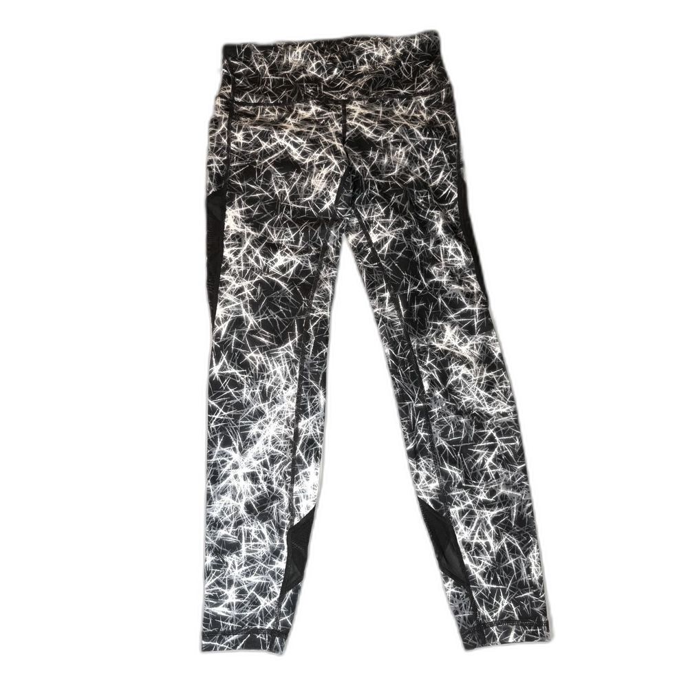 GAP FIT Leggings Mesh Vented Size S Back Stretch Pocket 'Broken Ice' print